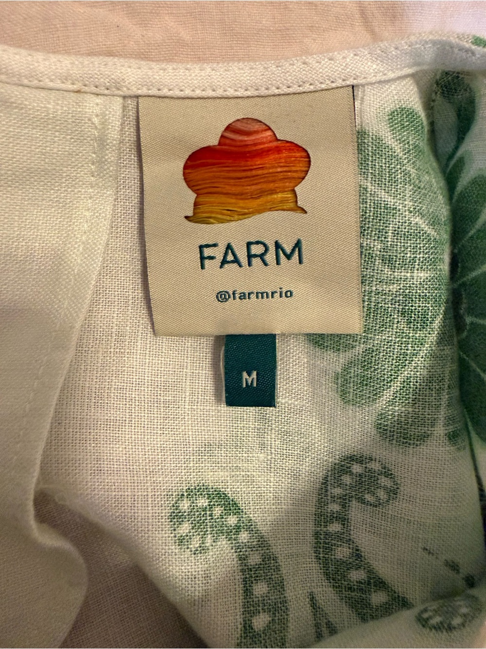 FARM Rio Green and White Embroidered Scallop-Hem Crop Top - Picture 5 of 5